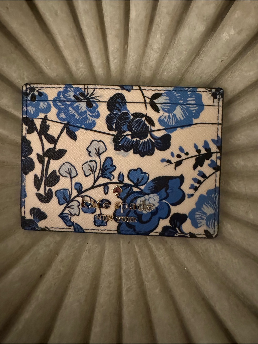 kate spade blue and cream floral card holder